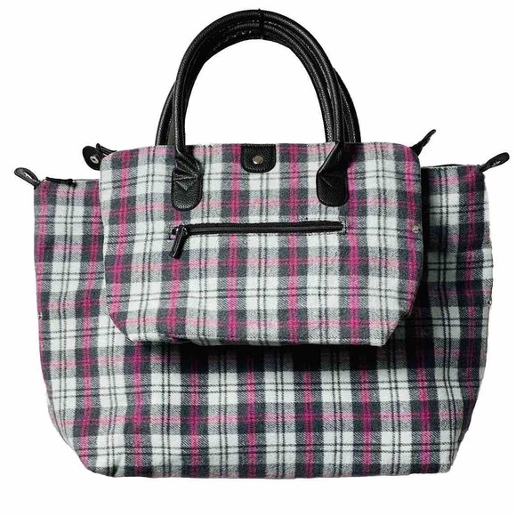 Unbranded Handbags - Flannel Plaid Set of 2 Tote Bags New (22”x15”x6”/15”x10”x4”)